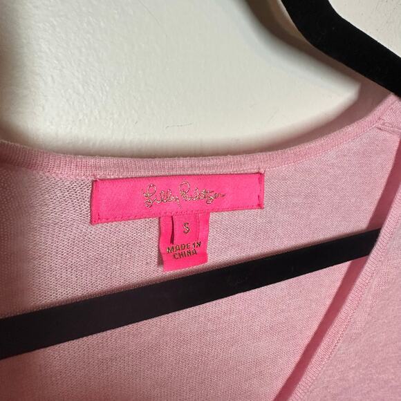 Lilly Pulitzer Women's Pink Kresta Coolmax Ruffle Bell Sleeve Sweater Size Small - Picture 3 of 6